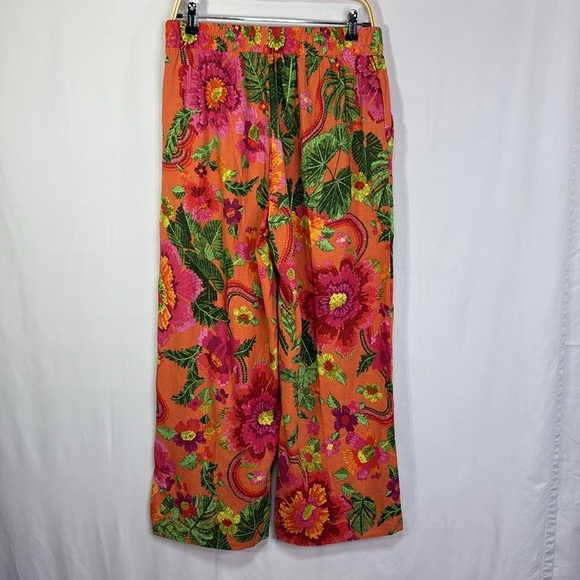 📣 Cynthia Rowley linen bright floral pull on wide leg pants - Picture 8 of 8